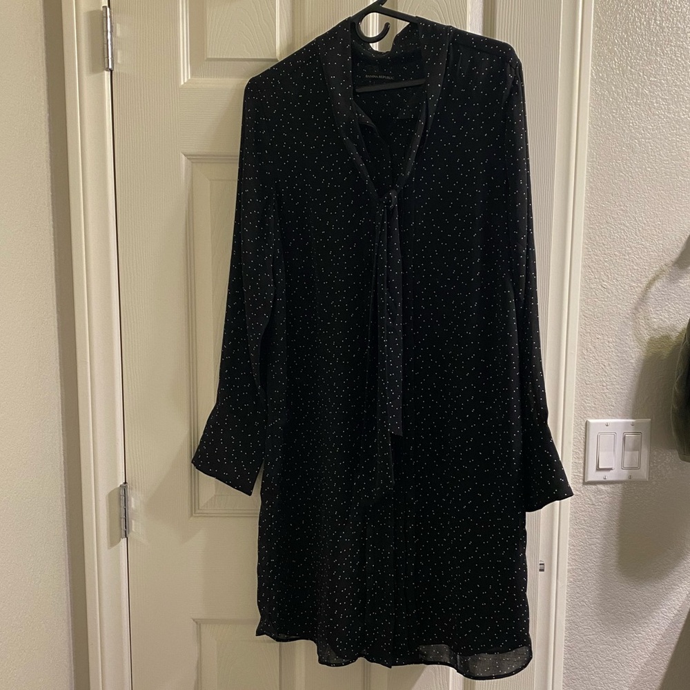 Banana Republic dress, black with cream colored polka dots, women’s large